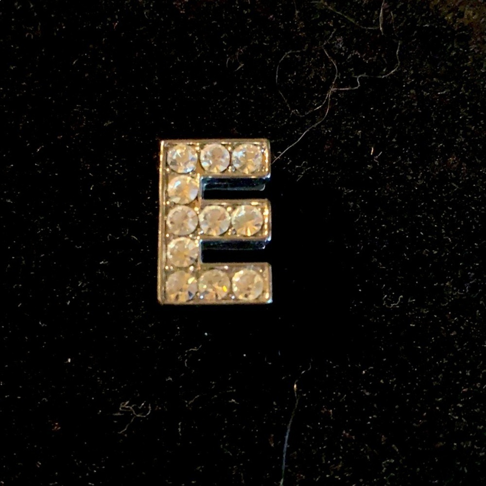 Vintage “E” in Rhinestones Silver Tone Charm